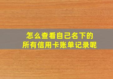 怎么查看自己名下的所有信用卡账单记录呢