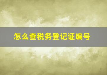 怎么查税务登记证编号