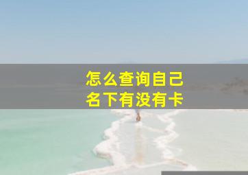 怎么查询自己名下有没有卡