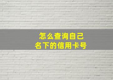 怎么查询自己名下的信用卡号