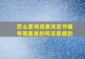 怎么查询违章决定书编号呢是真的吗还是假的