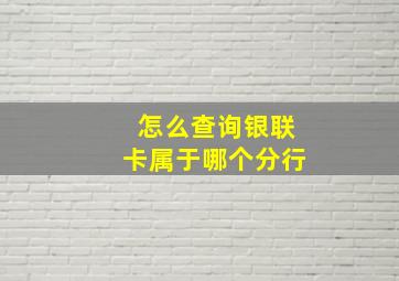 怎么查询银联卡属于哪个分行