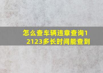 怎么查车辆违章查询12123多长时间能查到