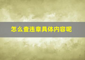 怎么查违章具体内容呢