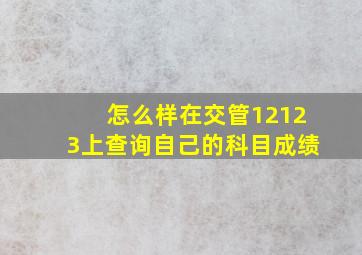 怎么样在交管12123上查询自己的科目成绩