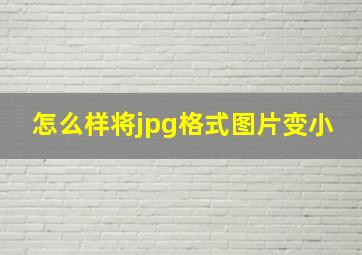 怎么样将jpg格式图片变小