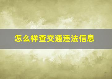 怎么样查交通违法信息