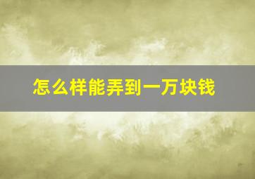 怎么样能弄到一万块钱