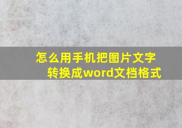 怎么用手机把图片文字转换成word文档格式