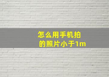 怎么用手机拍的照片小于1m