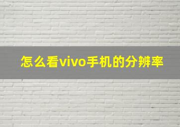 怎么看vivo手机的分辨率