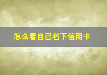 怎么看自己名下信用卡