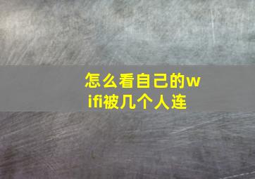 怎么看自己的wifi被几个人连