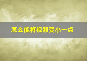 怎么能将视频变小一点