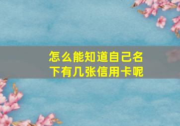 怎么能知道自己名下有几张信用卡呢