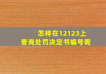 怎样在12123上查询处罚决定书编号呢