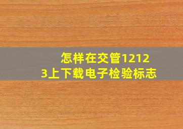 怎样在交管12123上下载电子检验标志