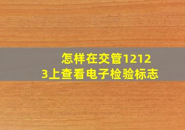 怎样在交管12123上查看电子检验标志