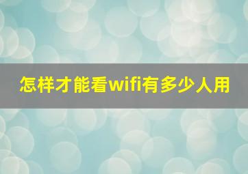 怎样才能看wifi有多少人用