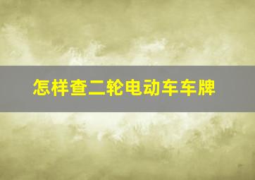 怎样查二轮电动车车牌