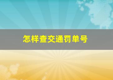 怎样查交通罚单号