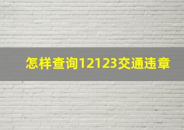 怎样查询12123交通违章