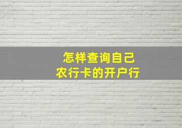 怎样查询自己农行卡的开户行