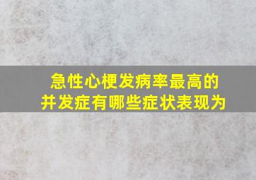 急性心梗发病率最高的并发症有哪些症状表现为