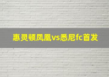 惠灵顿凤凰vs悉尼fc首发