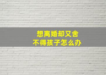 想离婚却又舍不得孩子怎么办