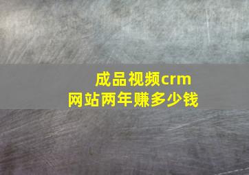 成品视频crm网站两年赚多少钱