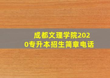 成都文理学院2020专升本招生简章电话