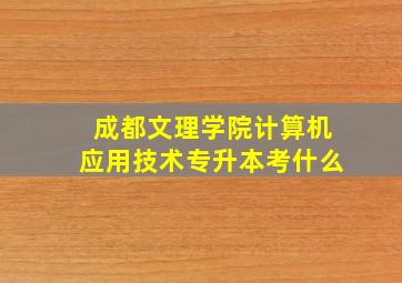 成都文理学院计算机应用技术专升本考什么