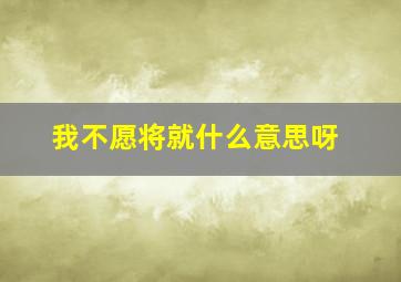 我不愿将就什么意思呀