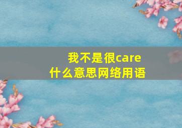 我不是很care什么意思网络用语