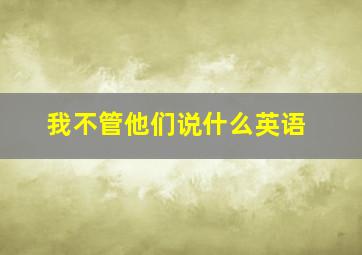 我不管他们说什么英语