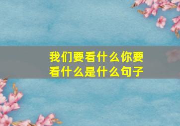 我们要看什么你要看什么是什么句子