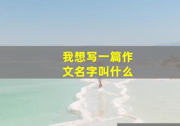 我想写一篇作文名字叫什么