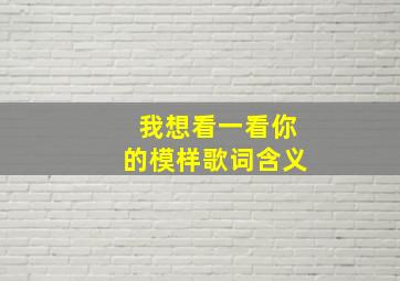 我想看一看你的模样歌词含义