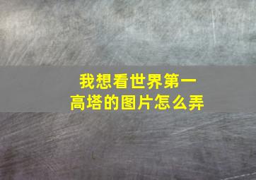 我想看世界第一高塔的图片怎么弄