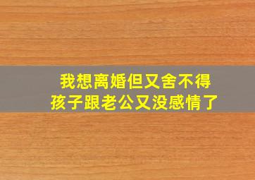 我想离婚但又舍不得孩子跟老公又没感情了