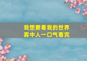 我想要看我的世界雾中人一口气看完