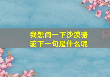 我想问一下沙漠骆驼下一句是什么呢