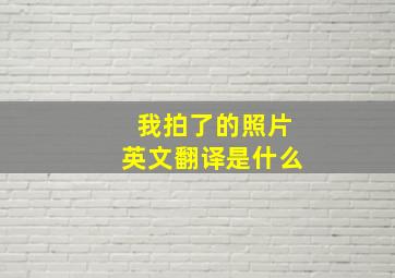 我拍了的照片英文翻译是什么