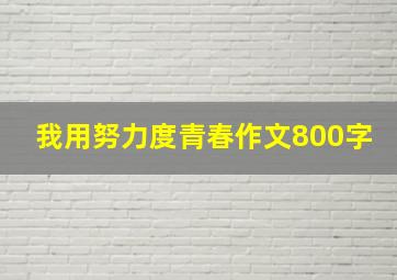 我用努力度青春作文800字