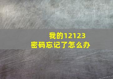 我的12123密码忘记了怎么办