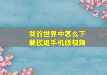 我的世界中怎么下载模组手机版视频