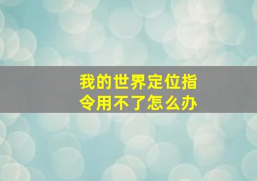 我的世界定位指令用不了怎么办