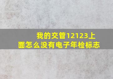 我的交管12123上面怎么没有电子年检标志