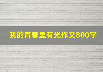 我的青春里有光作文800字